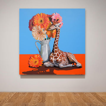 Giraffe and flowers (Original Painting)