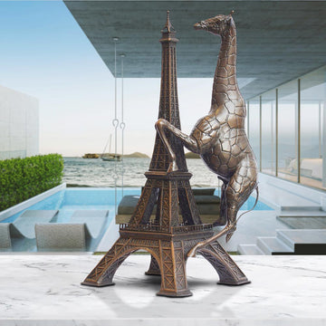 The Big Giraffe Loved the Eiffel Tower (Bronze Sculpture)