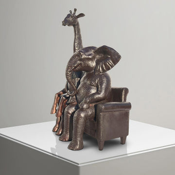 The Elephant Thought Big, the Giraffe Thought Tall (Bronze Sculpture)