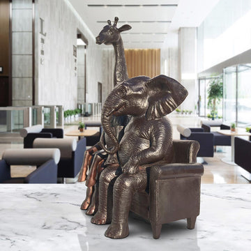 The Elephant Thought Big, the Giraffe Thought Tall (Bronze Sculpture)