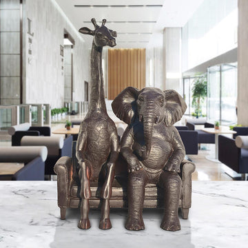The Elephant Thought Big, the Giraffe Thought Tall (Bronze Sculpture)