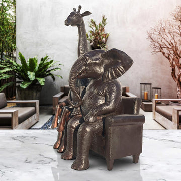The Elephant Thought Big, the Giraffe Thought Tall (Bronze Sculpture)