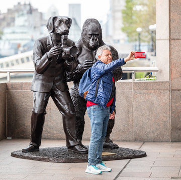 The Eastern Lowland Gorilla Only Shoots Photos with Dogman (Bronze Sculpture)