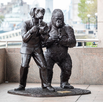 The Eastern Lowland Gorilla Only Shoots Photos with Dogman (Bronze Sculpture)