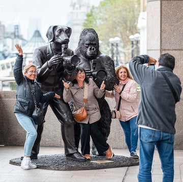 The Eastern Lowland Gorilla Only Shoots Photos with Dogman (Bronze Sculpture)