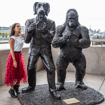 The Eastern Lowland Gorilla Only Shoots Photos with Dogman (Bronze Sculpture)