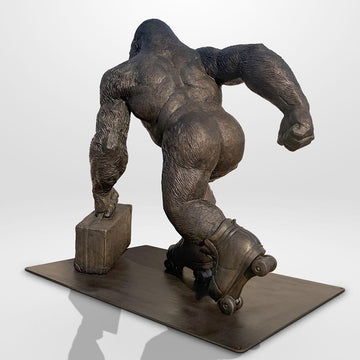 The Mountain Gorilla Races on Rollar Skates (Bronze Sculpture)