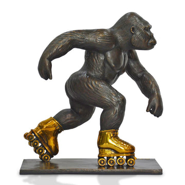 The Eastern Lowland Gorilla Races Against Time on Rollar Skates (Bronze Sculpture, Small)