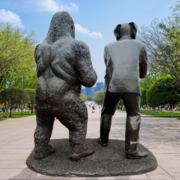 The Eastern Lowland Gorilla Only Shoots Photos with Dogman (Bronze Sculpture)