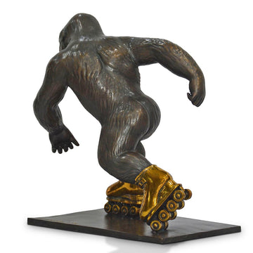 The Eastern Lowland Gorilla Races Against Time on Rollar Skates (Bronze Sculpture, Small)