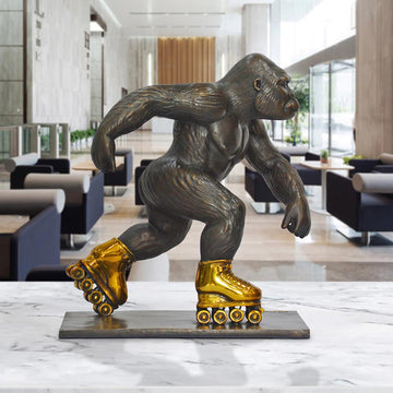 The Eastern Lowland Gorilla Races Against Time on Rollar Skates (Bronze Sculpture, Small)