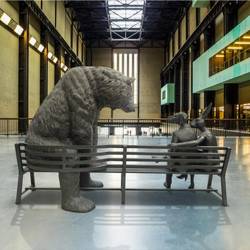 The Grizzly Bear Bench of Friendship (Bronze Sculpture)