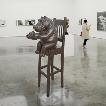 Hippo Above It All, Capturing the World Through a Lens (Bronze Sculpture, Mid-Size)