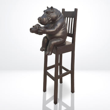 Hippo Above It All, Capturing the World Through a Lens (Bronze Sculpture, Mid-Size)