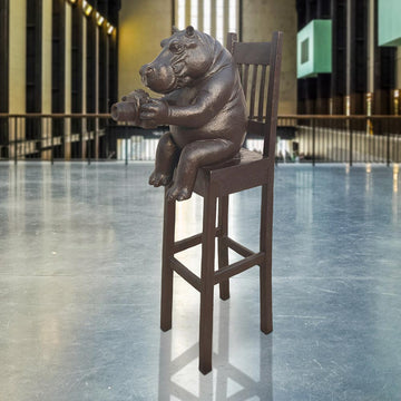 Hippo Above It All, Capturing the World Through a Lens (Bronze Sculpture, Mid-Size)