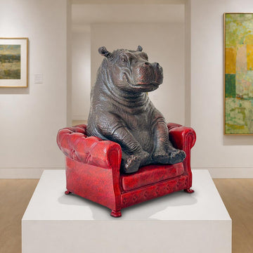 Hippo Took a Seat with Trust (Bronze Sculpture, Small)