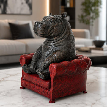Hippo Took a Seat with Trust (Bronze Sculpture, Small)