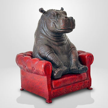 Hippo Took a Seat with Trust (Bronze Sculpture, Small)
