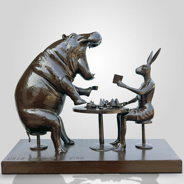 The Hippo with Rabbitwoman Was Always Hungry (Bronze Sculpture)