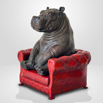 Hippo Took a Seat with Trust (Bronze Sculpture, Small)