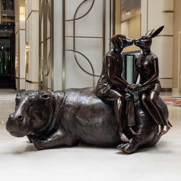 Hippo Wild Ride (Bronze Sculpture)