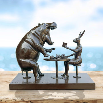 The Hippo with Rabbitwoman Was Always Hungry (Bronze Sculpture)
