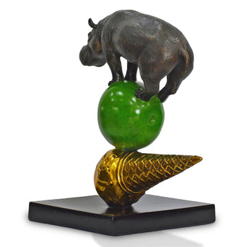 The Hippo Just Wanted a Green Apple and an Ice Cream (Bronze Sculpture)