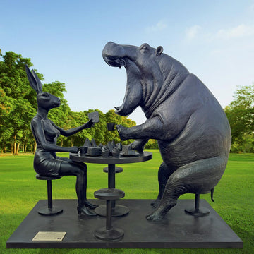 The Hippo Was Hungry to Try New Things with Rabbitwoman (Bronze Sculpture)