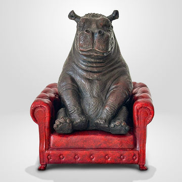 Hippo Took a Seat with Trust (Bronze Sculpture, Small)