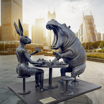 The Hippo Was Hungry to Try New Things with Rabbitwoman (Bronze Sculpture)
