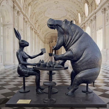 The Hippo Was Hungry to Try New Things with Rabbitwoman (Bronze Sculpture)