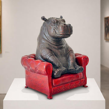 Hippo Took a Seat with Trust (Bronze Sculpture, Small)