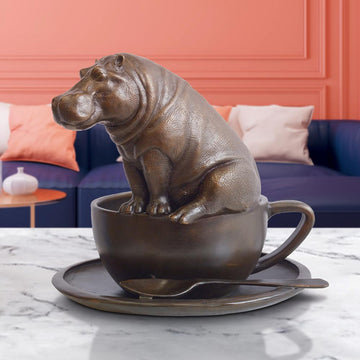 Hippo in a Cup (Bronze Sculpture, Small)