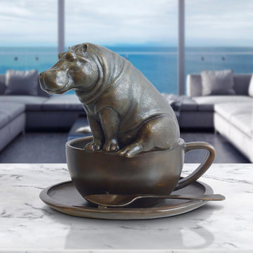 Hippo in a Cup (Bronze Sculpture, Small)