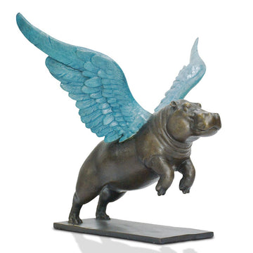 Up, Up and Away Hippo (Bronze Sculpture)
