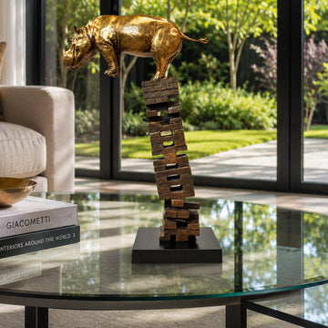If Golden Hippos Get Knocked Down They Will Get Back Up Again (Bronze Sculpture)