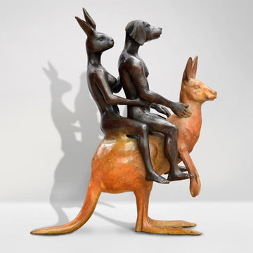 They Hopped into an Adventure of a Lifetime (Bronze Sculpture, Miniature Collection)