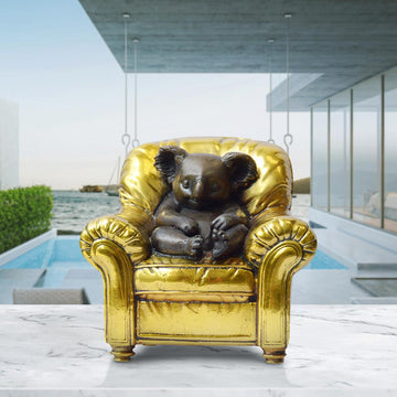 Koala Me Time on a Chair (Bronze Sculpture, Miniature Collection)