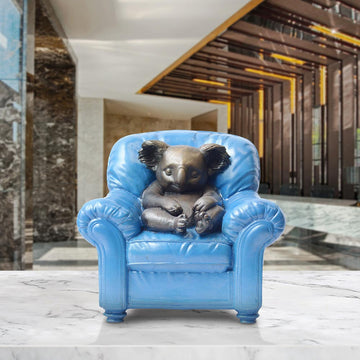 Koala Me Time on a Chair (Bronze Sculpture, Miniature Collection)