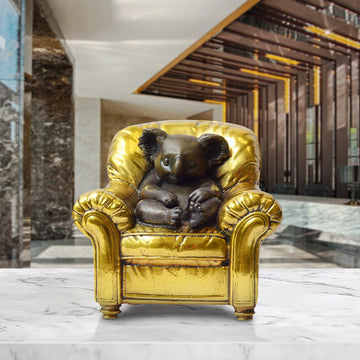 Koala Me Time on a Chair (Bronze Sculpture, Miniature Collection)