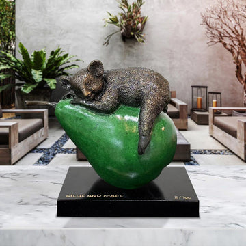 Koalas Will Pear for a Greener Life (Bronze Sculpture, Miniature)