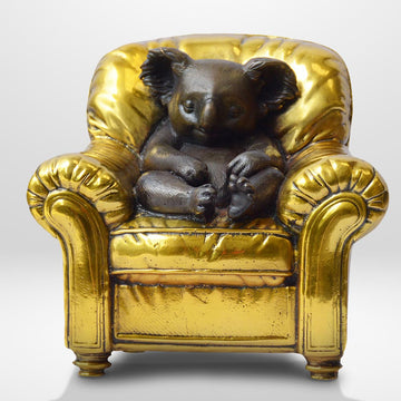 Koala Me Time on a Chair (Bronze Sculpture, Miniature Collection)