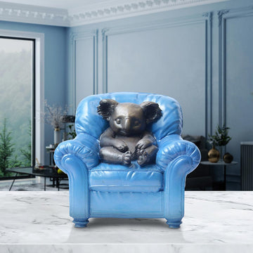 Koala Me Time on a Chair (Bronze Sculpture, Miniature Collection)