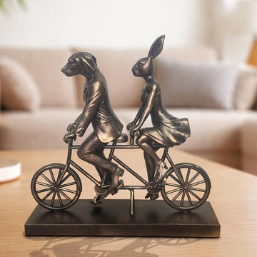 Rabbitwoman and Dogman Take Love for a Spin (Resin Sculpture)