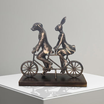 Rabbitwoman and Dogman Take Love for a Spin (Resin Sculpture)