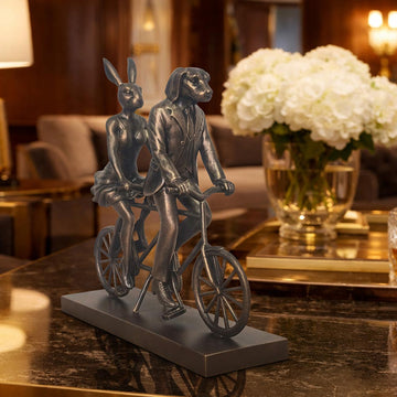 Rabbitwoman and Dogman Take Love for a Spin (Resin Sculpture)