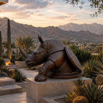 The Rhino Came Out to See the World (Bronze Sculpture, Mid-Size)