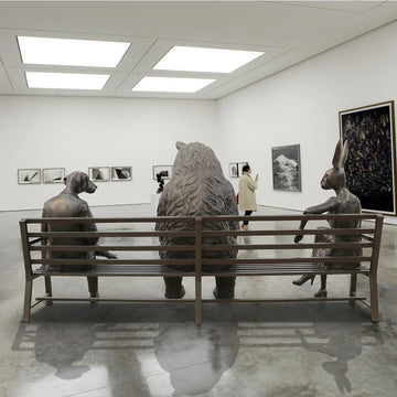 The Marsican Brown Bear Bench of Friendship (Bronze Sculpture)