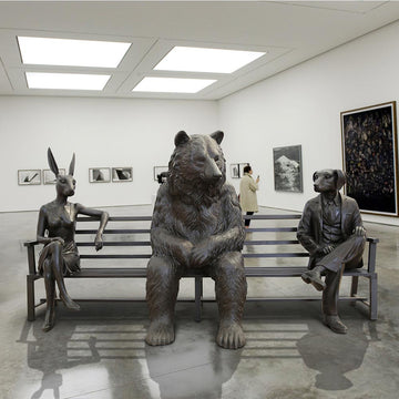 The Marsican Brown Bear Bench of Friendship (Bronze Sculpture)