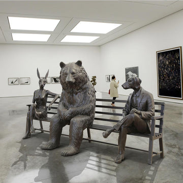 The Marsican Brown Bear Bench of Friendship (Bronze Sculpture)